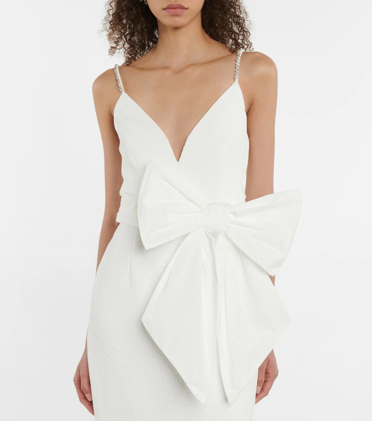 Rebecca Vallance Bridal Genevieve bow-trimmed crêpe midi dress Rebecca ...