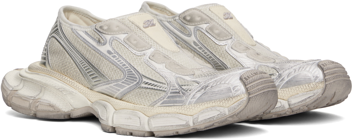 Balenciaga Off-White & Silver 3XL Slip On Sneakers
