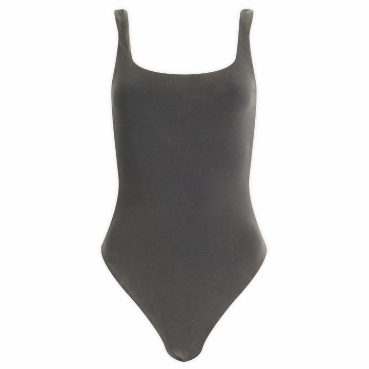 Photo: Entire Studios Women's Square Neck Bodysuit in Washed Black