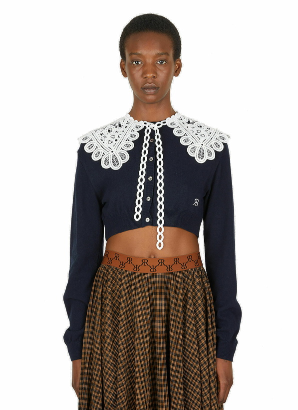 Photo: Lace Collar Cropped Cardigan in Blue