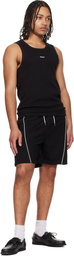 Hugo Black Contrast-Logo Slim-Fit Stretch Cotton Tank Top