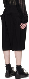YOHJI YAMAMOTO Black Cotton & Linen Jersey Shorts