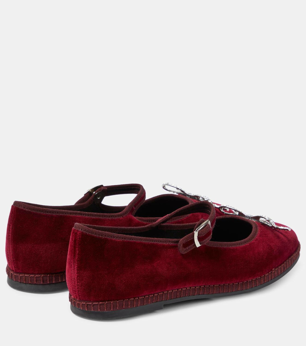 Giambattista Valli Bow-detail velvet ballet flats