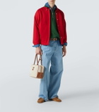 Miu Miu Logo leather-trimmed canvas tote bag