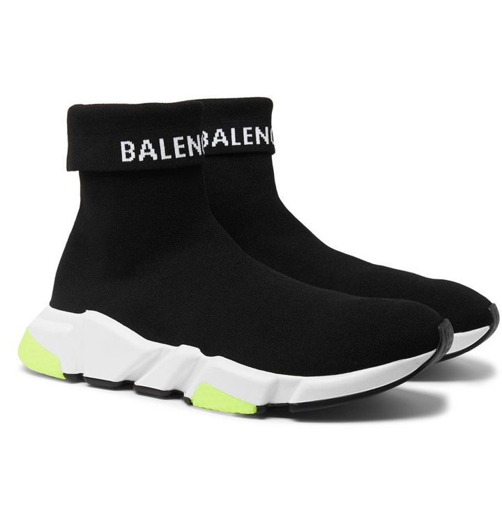 Photo: Balenciaga - Speed Sock Stretch-Knit Slip-On Sneakers - Men - Black