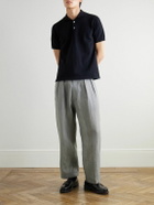 Beams Plus - Straight-Leg Pleated Checked Linen and Cupro-Blend Trousers - Gray