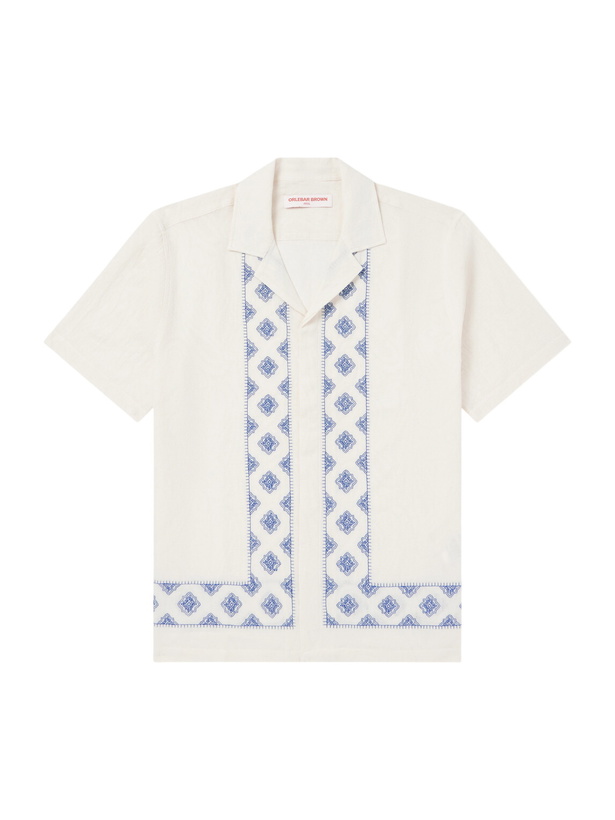 Photo: Orlebar Brown - Maitan Camp-Collar Embroidered Cotton Shirt - Neutrals