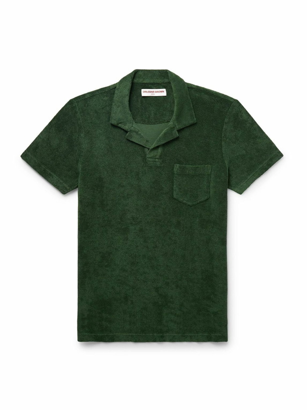Photo: Orlebar Brown - Camp-Collar Cotton-Terry Polo Shirt - Green