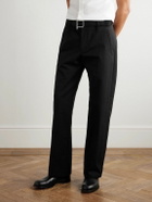 McQueen - Straight-Leg Belted Cotton-Blend Trousers - Black