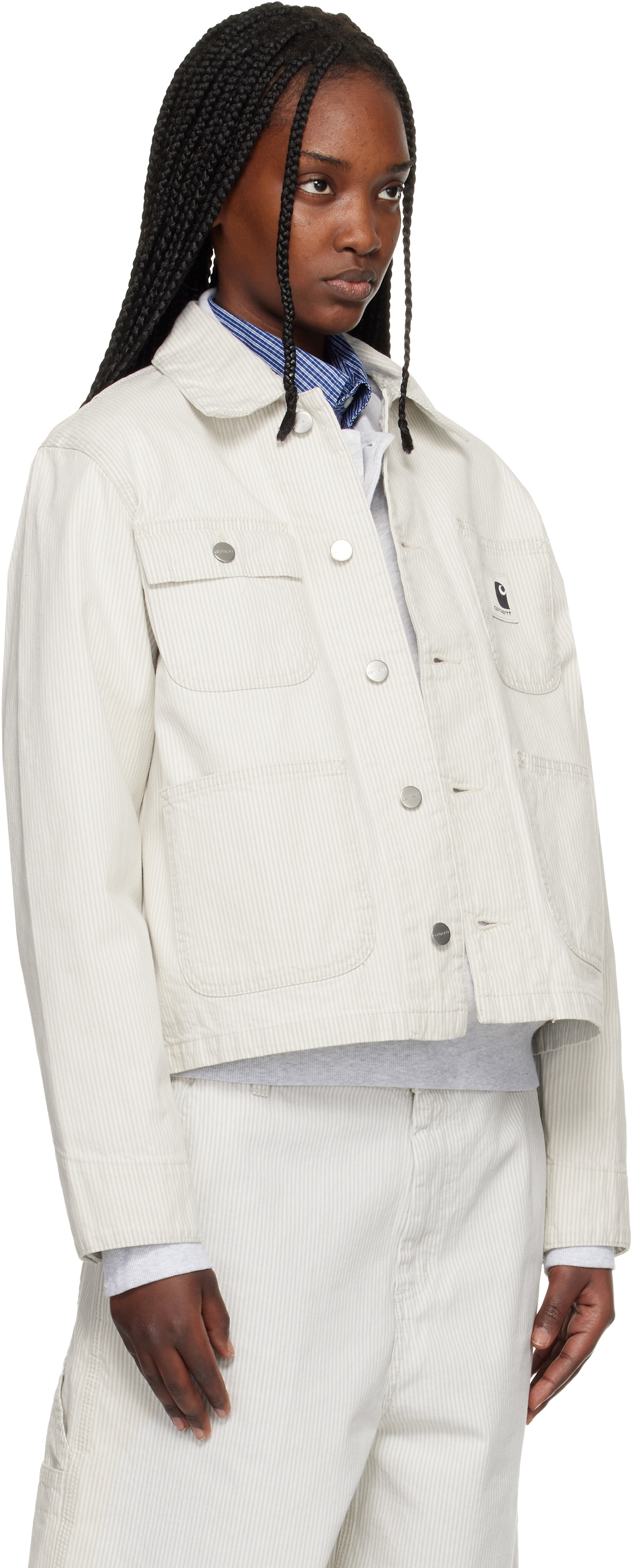 Carhartt Work In Progress Off-White Mercer Stripe Denim Chore Jacket