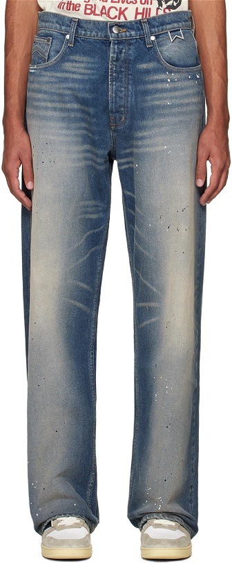 Photo: Rhude Indigo Wide-Leg Jeans