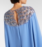 Oscar de la Renta Embellished caped silk-blend gown