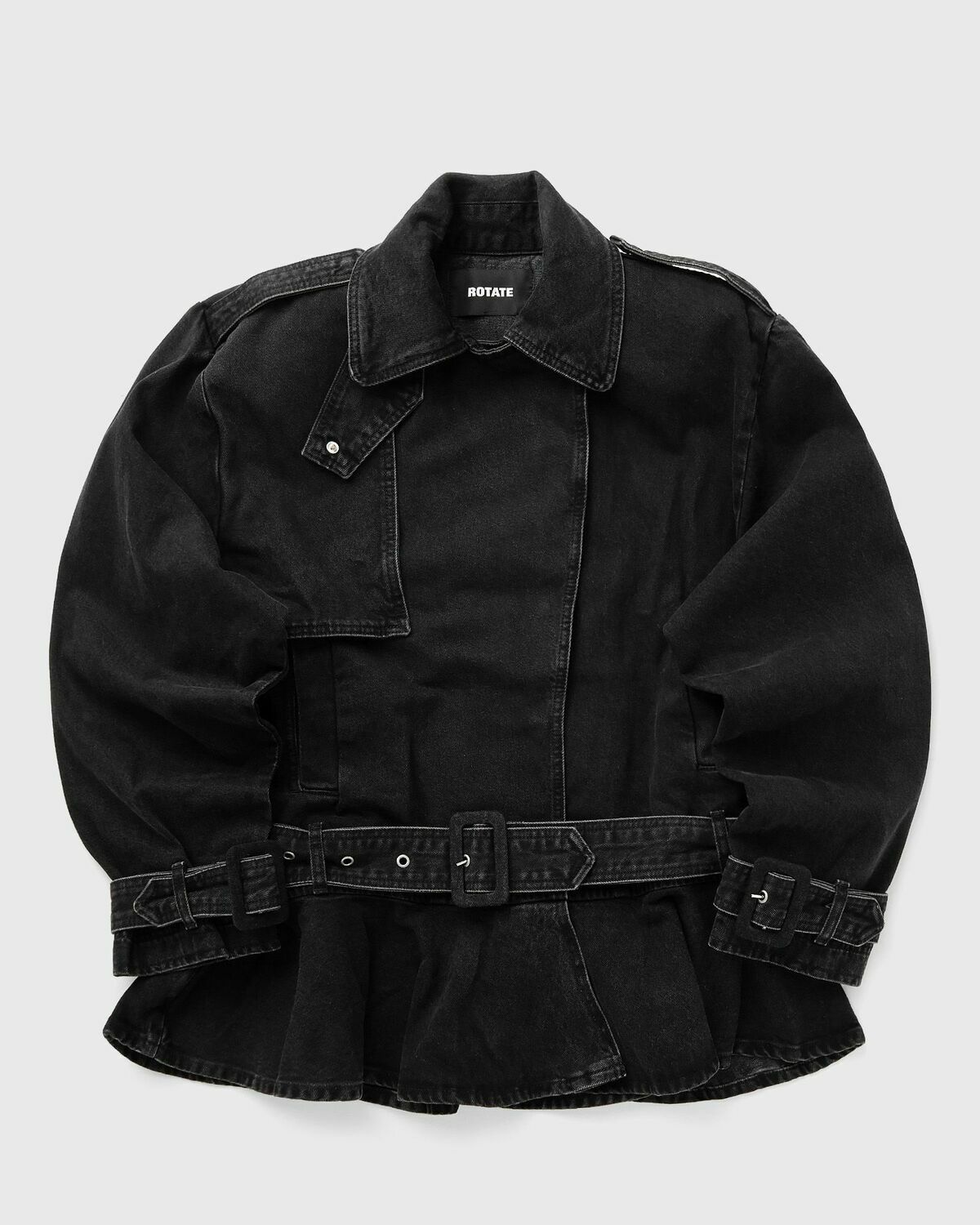 ROTATE Birger Christensen DENIM BIKER JACKET Black Womens Windbreaker