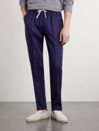 FEDELI - Bonifacio Straight-Leg Linen Drawstring Trousers - Blue