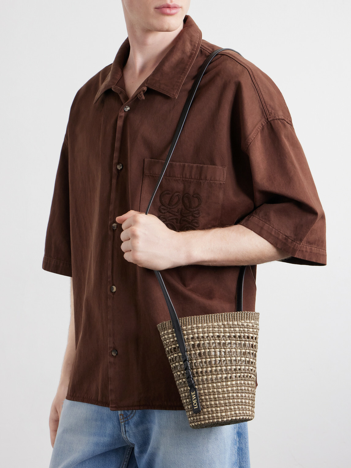 LOEWE - Paula's Ibiza Braid Leather-Trimmed Raffia Shoulder Bag