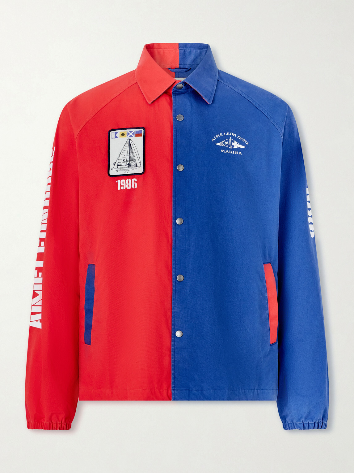 Aimé Leon Dore - Logo-Print Colour-Block Cotton Overshirt - Red