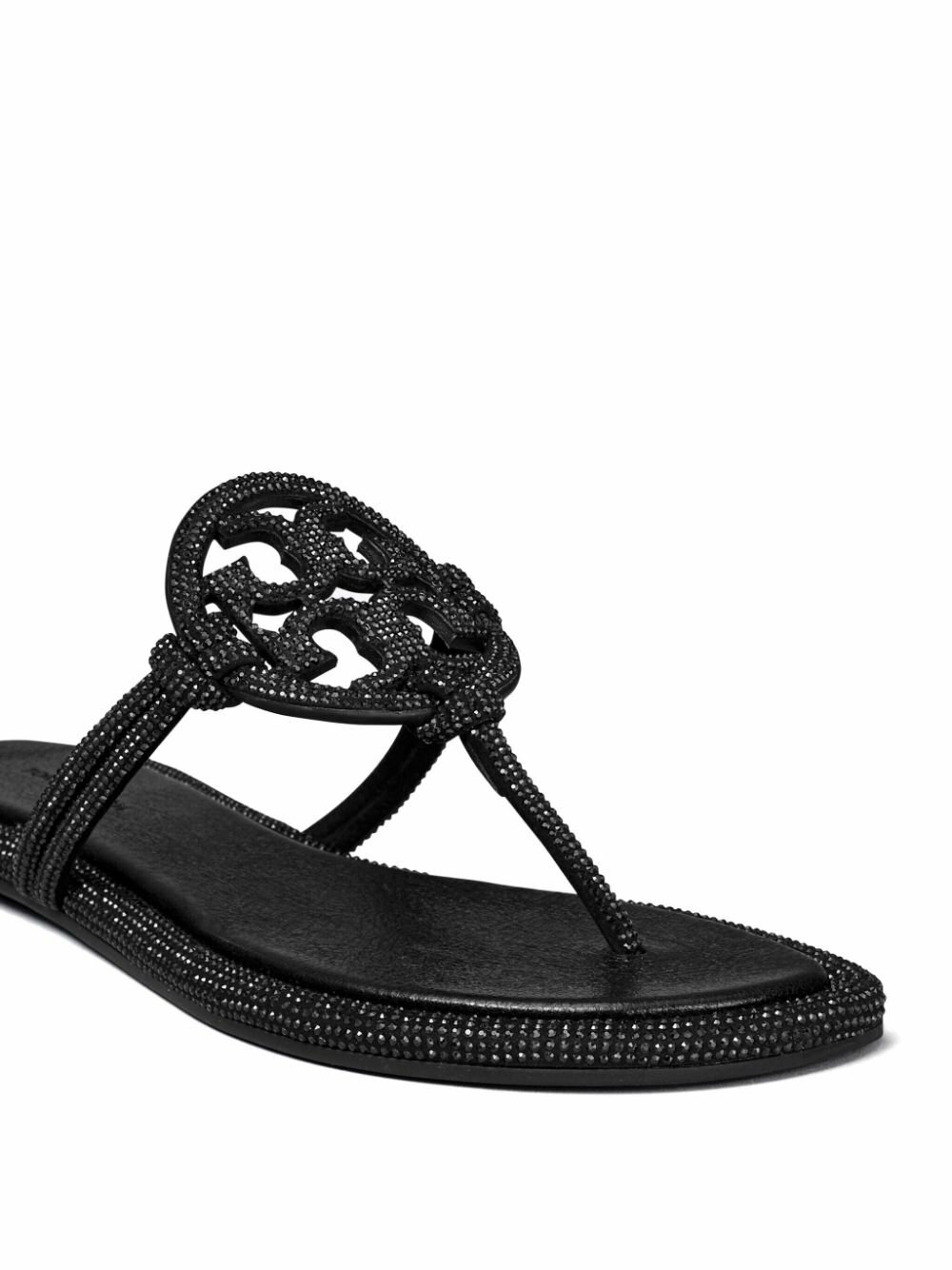 Tory Burch Black Miller Crystal-Embellished Flip Flops