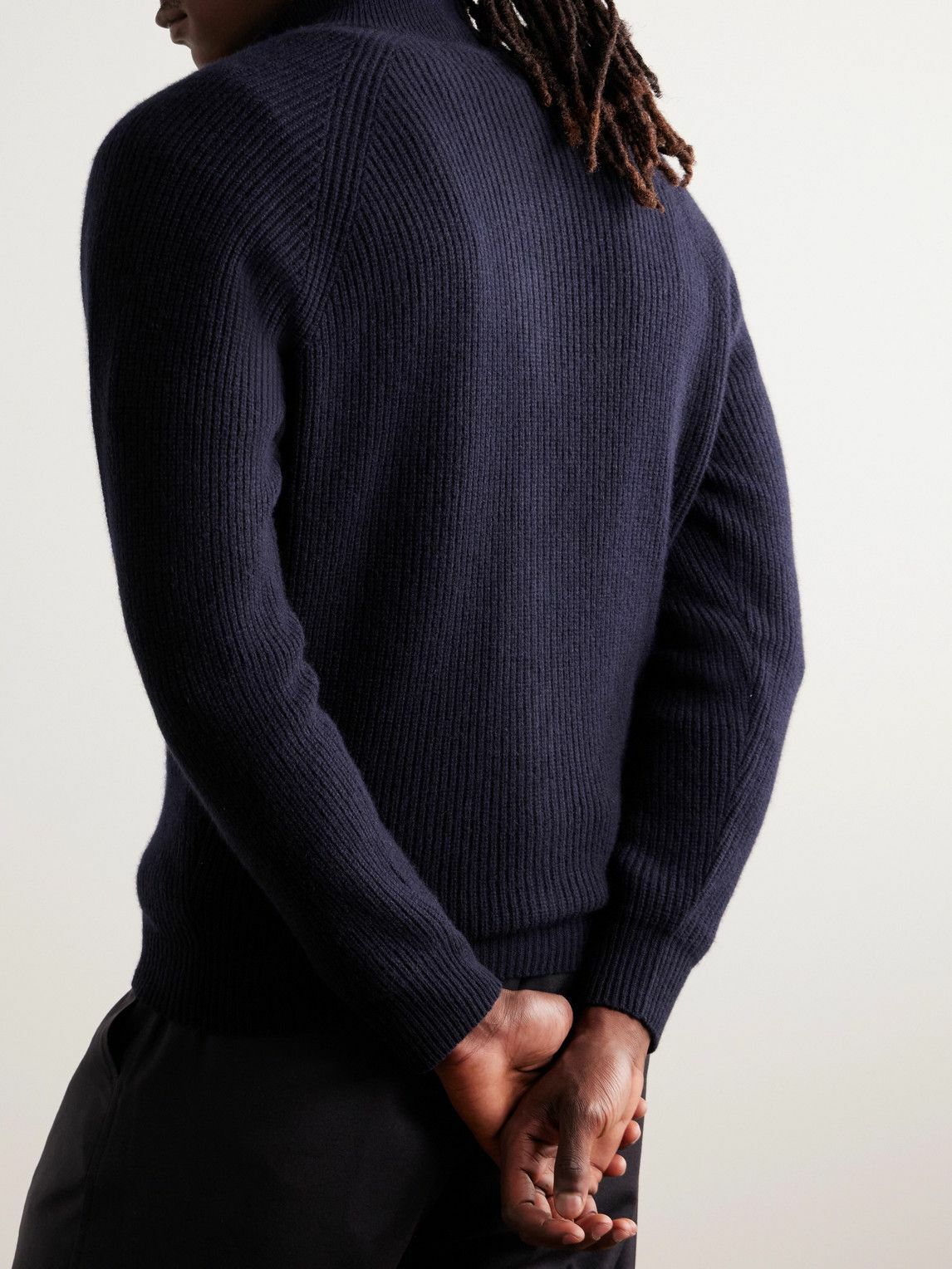 Saman Amel - Halle Ribbed Cashmere Zip-Up Cardigan - Blue