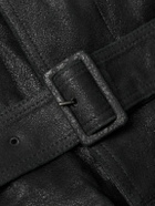 Dolce&Gabbana - Belted Paneled Textured-Leather Trench Coat - Black