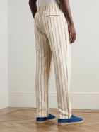 Kardo - Striped Straight-Leg Cotton-Canvas Drawstring Trousers - Green