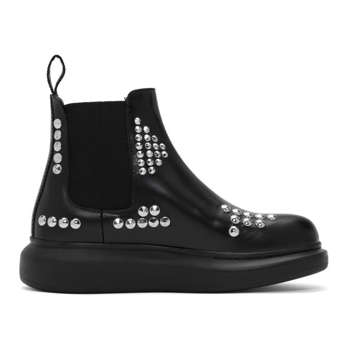 Photo: Alexander McQueen Black Studded Hybrid Chelsea Boots