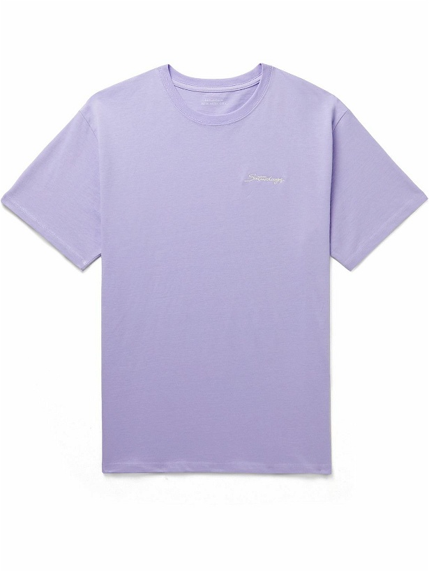 Photo: Saturdays NYC - Logo-Embroiderd Cotton-Jersey T-Shirt - Purple