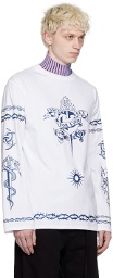 Jean Paul Gaultier White Glitter Long Sleeve T-Shirt