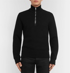 TOM FORD - Ribbed Wool and Cashmere-Blend Half-Zip Sweater - Black