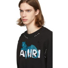 Amiri Black Logo Leopard Crew Sweatshirt