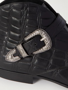 SAINT LAURENT - Dixon Croc-Effect Leather Boots - Black