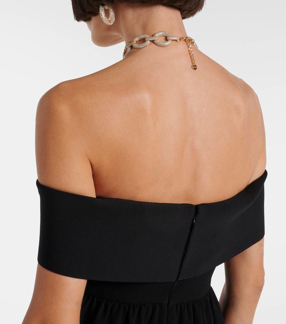 Self-Portrait Off-shoulder peplum crêpe jumpsuit