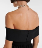 Self-Portrait Off-shoulder peplum crêpe jumpsuit