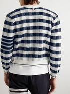 Thom Browne - Slim-Fit Cropped Gingham Cotton-Blend Jacquard Cardigan - Blue