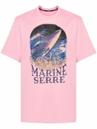 Marine Serre Pink Logo-Print Organic Cotton T-Shirt