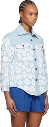 MSGM Blue Printed Denim Shirt