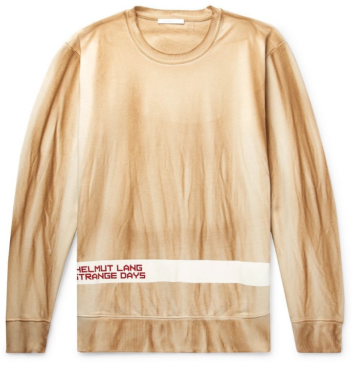 Photo: Helmut Lang - Logo-Print Tie-Dyed Loopback Cotton Jersey Sweatshirt - Brown