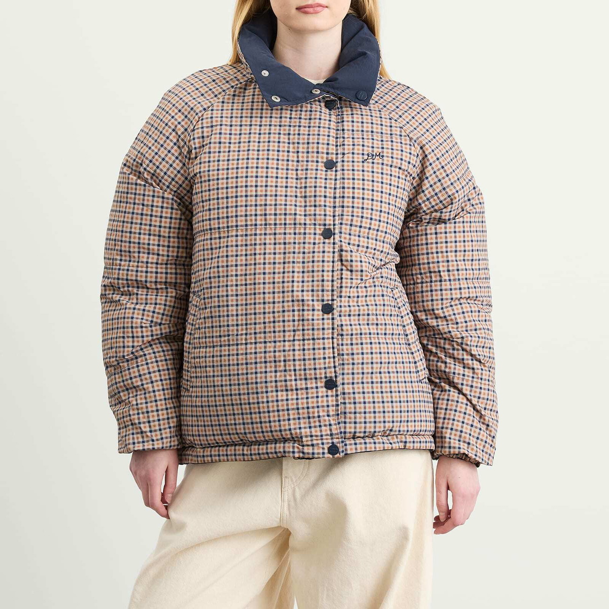 Damson Madder Women's Reversible Opal Puffer Jacket in Navy