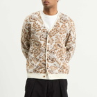 Wax London Men's Alban Floral Jacquard Cardigan in Natural/Brown