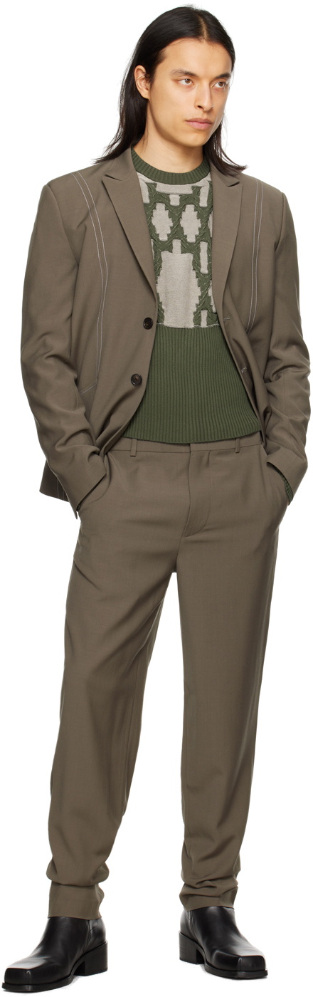 Steven Passaro Taupe Contrast Stitch Blazer
