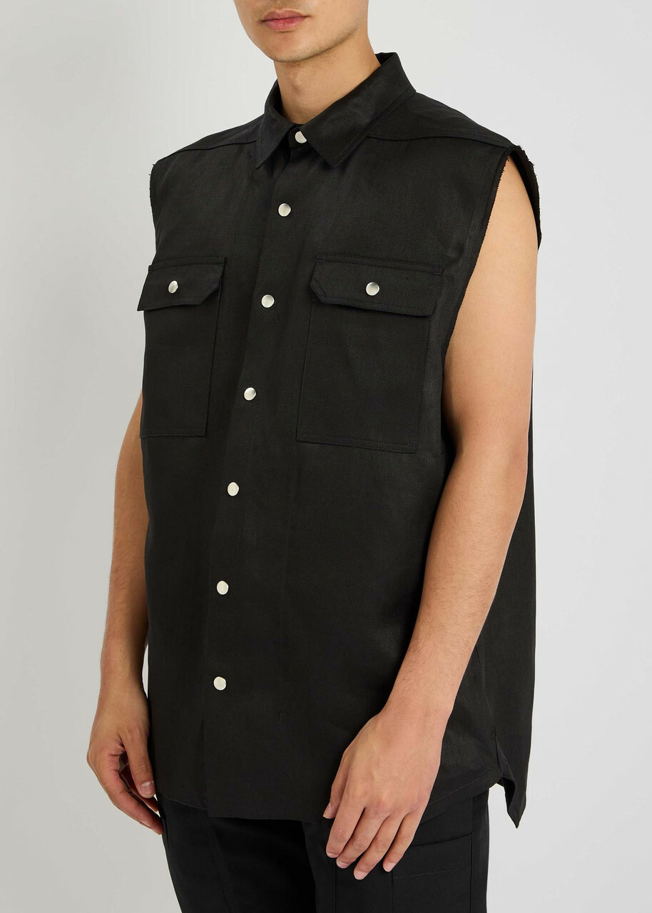 Rick Owens Jumbo Sleeveless Linen Shirt Black Rick Owens