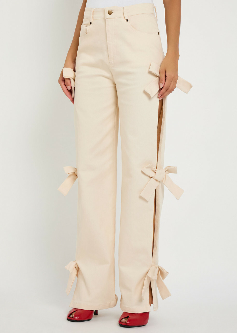 Sister Jane Bay Bow-appliquéd Straight-leg Jeans White