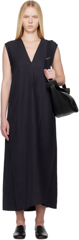 Photo: Studio Nicholson Navy Lise Linen Midi Dress