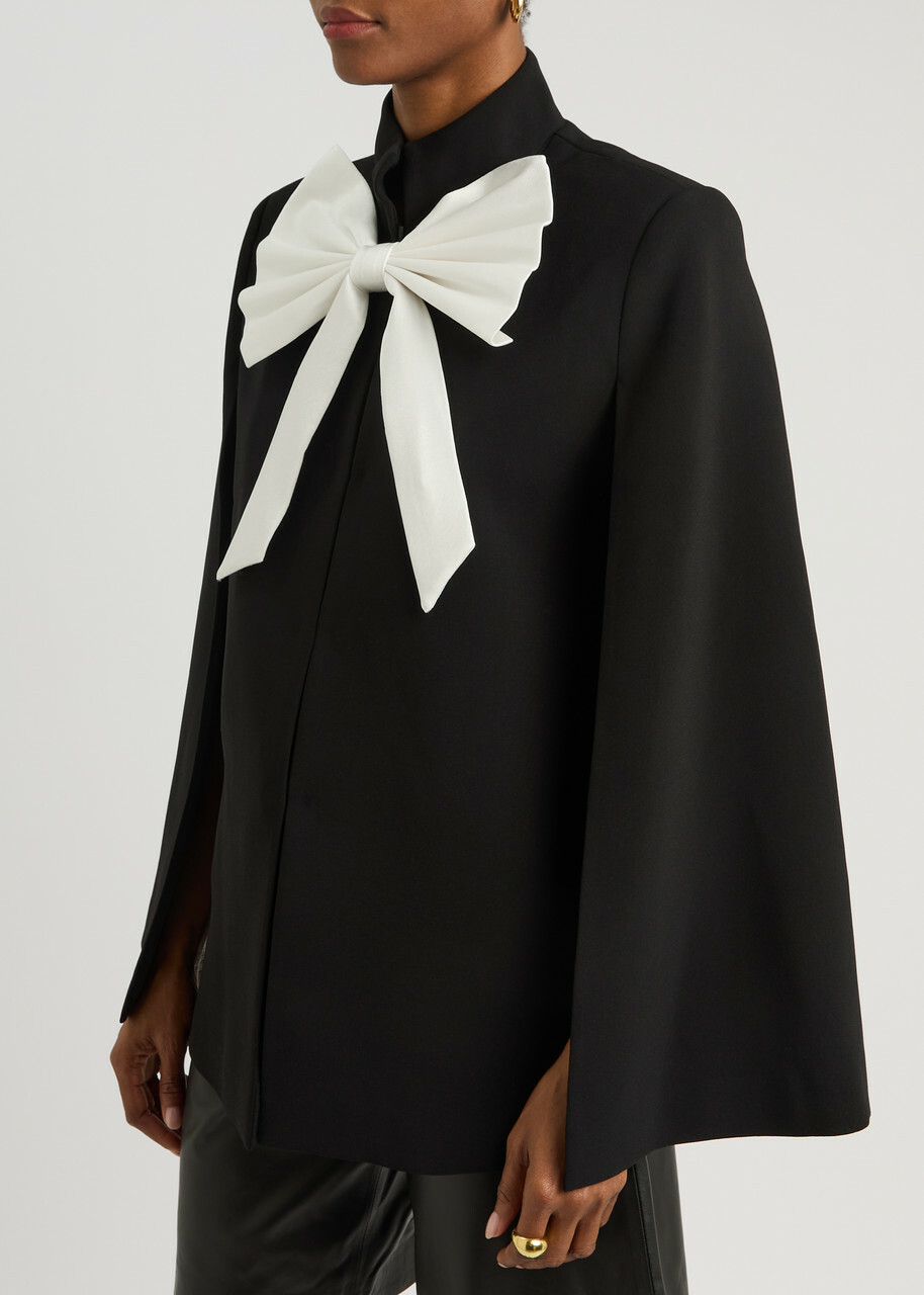 Alice + Olivia Philippa bow Cape-effect Jacket Black Alice +
