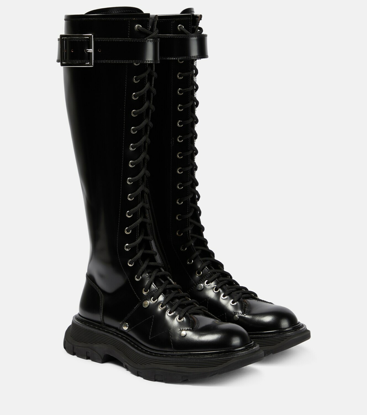【関税&送料込】Alexander Mcqueen Boots Alexander McQueen - Leather knee-high boots Alexander McQueen