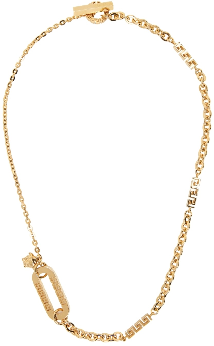 Versace Gold Round Logo Necklace