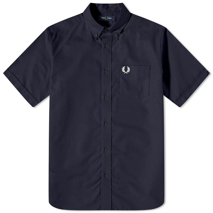 Photo: Fred Perry Authentic Men's Short Sleeve Oxford Shirt in Navy