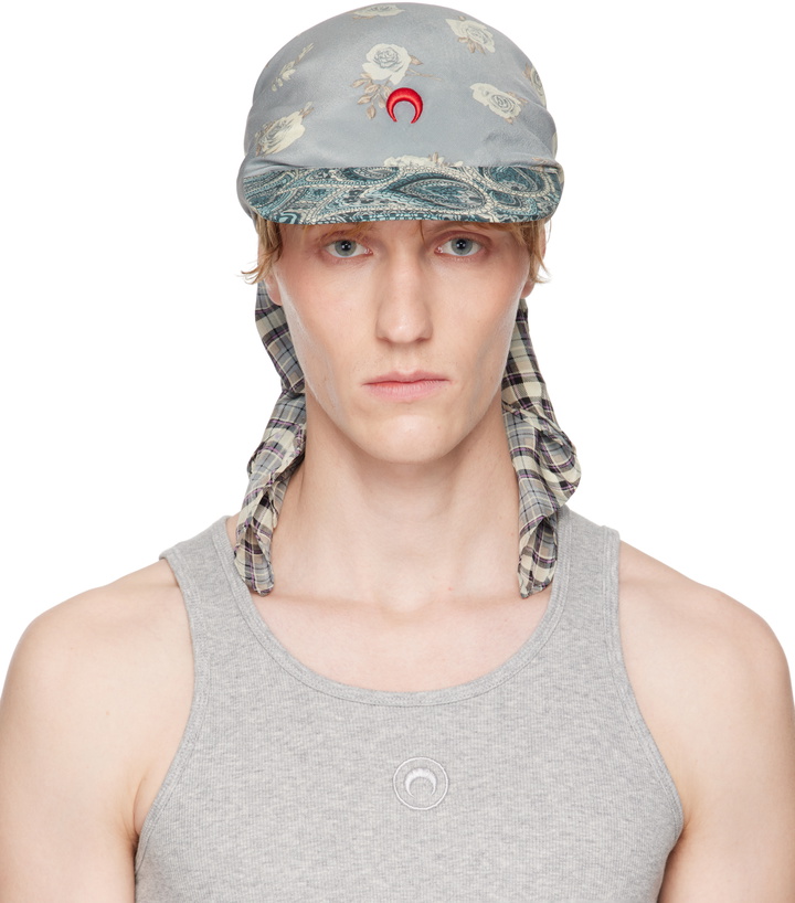 Photo: Marine Serre Multicolor Regenerated Silk Scarves Veiled Cap