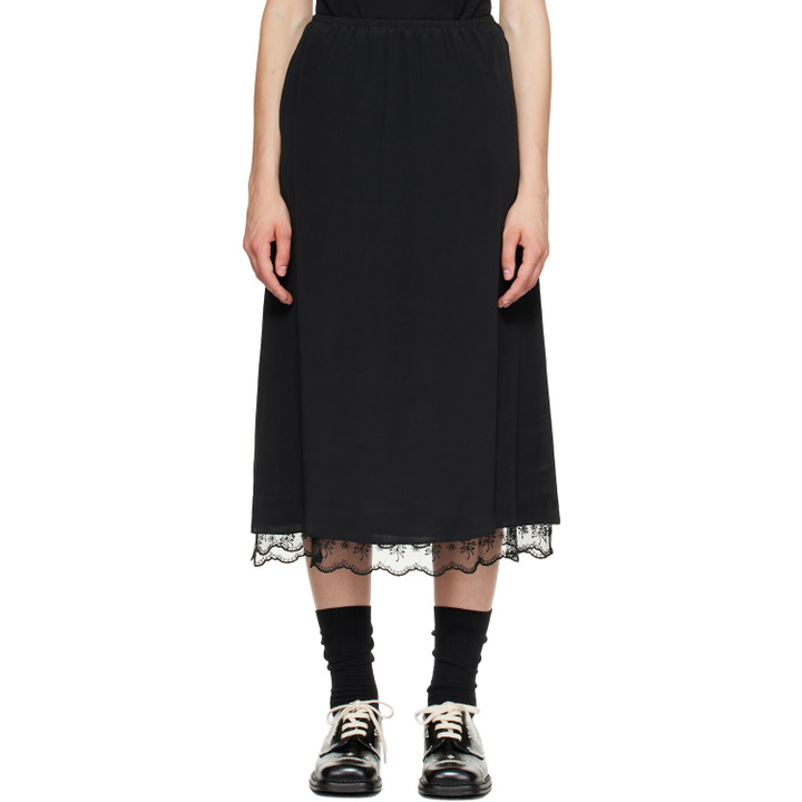 Photo: Simone Rocha Black Lace Trim Negligee Midi Skirt