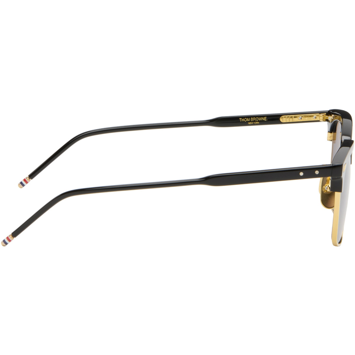 Thom Browne Black Acetate & Titanium Rectangular Sunglasses