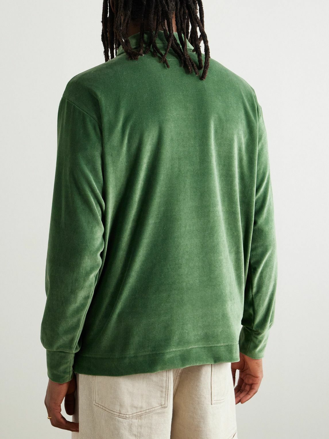 Needles - Cotton-Blend Velour Polo Shirt - Green